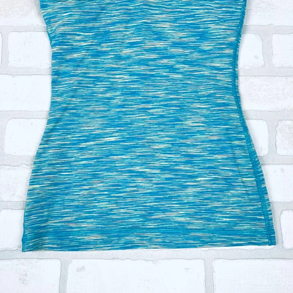Ivivva Girls Space Dye Activewear Tank Top Blue Teal Racerback Shelf Bra Size 12
